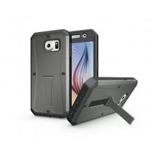 Samsung Galaxy S6 - Armor Tank HEAVY DUTY Built-in Screen Protector Rugged Full Body Protective Durable Hybrid Case with Kick Stand - Gunmetal Grey